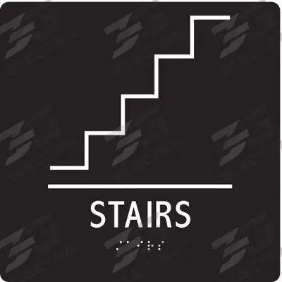 ADA Braille Facility Sign: Modified Acrylic, Adhesive Sign Mounting - Square Stairway Signs