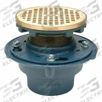 ZURN Floor Drain: 8 3/8 in Overall Dia, 5 3/16 in Grate Size, 4 in Nominal Pipe Size, Push On, Round (MPN ZN415-4NL-5BZ). Key specifications — Color: Gray; Connection Type: Push On; Brand: ZURN; Includes: Clamping Collar and Hardware.