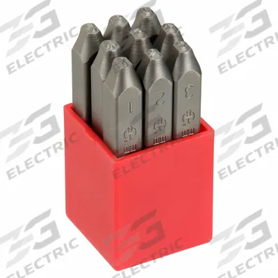 APPROVED VENDOR Hand Stamp Kit: 0 thru 9 (6 doubles as 9), 1/8 in Character Ht - Heavy-Duty Sharp-Face Hand Stamps