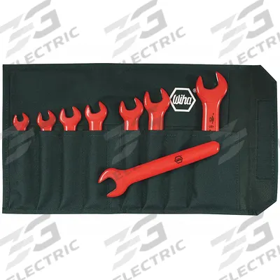 WIHA Open End Wrench Set: Alloy Steel, Natural, 8 Tools - SAE, Single End, Open End Wrench Sets