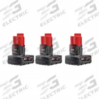 MILWAUKEE Battery Kit: M12™, 3 Ah, 3 Batteries Included, 12V DC (MPN 48-11-2412, 48-11-2402). Key specifications — attr1278107: Not Oil-Resistant.