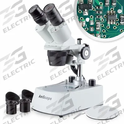 GLOBE SCIENTIFIC Microscope: Stereo, Binocular, 20X to 40X, 53 mm, 40x - Stereo Microscopes