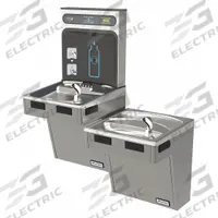 HALSEY TAYLOR Bi-Level Drinking Fountain with Bottle Filler: On-Wall, 8 gph @ 50°F, Steel, Silver (MPN HTHB-HAC8BLPV-NF). Key specifications — Brand: HALSEY TAYLOR; Housing Material: Steel; Housing Finish: Platinum Vinyl; Chilling Capacity: 8 gph @ 50°F; Housing Color: Silver.