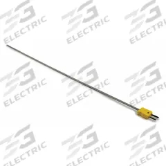 DAYTON Thermocouple Probe: -325°F to 2,280°F /-200°C to 1,250°C, Type K, Rounded Tip, 18 in Probe Lg (MPN 36GK72). Key specifications — attr1275752: 20 AWG; attr1275757: 18 in; attr1275763: ±1.1 % Below 293 °C, ±0.4 % Otherwise; attr1275765: 36GK72; attr1275769: DAYTON; attr1434700: Weld.