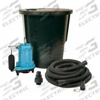 LITTLE GIANT Sump Pump Package: 20 gal Basin, 1/3 hp, 42 gpm @ 10' of Head, 22 ft Max. Head, Top (MPN 14940655). Key specifications — Discharge Location: Top; Brand: LITTLE GIANT; Includes: Cover With Slip Fit Flanges; Switch: Integral Vertical.