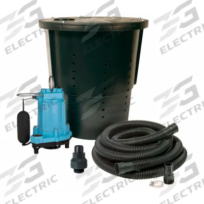 LITTLE GIANT Sump Pump Package: 20 gal Basin, 1/3 hp, 42 gpm @ 10' of Head, 22 ft Max. Head - Sump Pumps with Crawl Space Basins