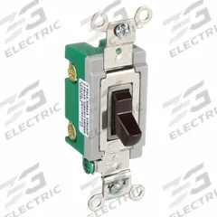 HUBBELL Wall Switch: Toggle Switch, Double Pole, Maintained, Brown, 120/277V AC, 30 A (MPN HBL3032). Key specifications — Illuminated: No; Voltage Rating: 120/277V AC.