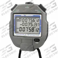 TRACEABLE Memory Stopwatch: +/-0.001% Accuracy, Recall 300 Records/Stopwatch Functions, LCD, Audible (MPN 1052). Key specifications — Count Direction: Count Up; Accuracy: +/-0.001%; Alarm Type: Audible; Calibration Certificate Type: NIST; Digital Display Screen Type: LCD; Maximum Time Capacity: 9 hours, 59 minutes, 59 seconds, 99 hundredths; Resistance Properties: Water Resistant; Brand: TRACEABLE.
