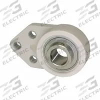 IPTCI BEARINGS 3 Bolt Flange Bearing: Radial Ball, 1 3/16 in Bore, PBT Plastic, Set Screws, Ball (MPN SUCTFB206-19 IP69K). Key specifications — Bore Type: Cylindrical; Brand: IPTCI BEARINGS; Housing Material: PBT Plastic; Lubricant Material: H-1 Grease; Mounting Bolt Size: 5/16 in; Split Housing: Not Split; System of Measurement: Inch.