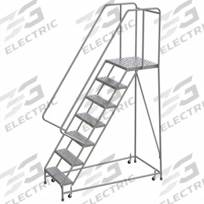 BALLYMORE Rolling Ladder: 5.8 ft Platform Ht, Assembled, Aluminum, Wt-Actuated - Aluminum Weight-Actuated Ladders