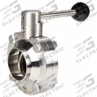 DIXON Butterfly Valve: 1 in Pipe Size, Solder, 140 psi Max. Pressure (CWP), 316L Stainless Steel, 4 (MPN B5107S100BB-A). Key specifications — Average Surface Roughness (Ra): ≤ 32 micron; Brand: DIXON; Stop Positions: 4; Handle Type: Lever; Body Material: 316L SS; Disc Material: 316L SS.