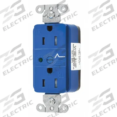 HUBBELL Receptacle: Duplex, 5-15, Blue, 125V AC, 15 A, 2 Pole / 3 Wire (MPN SNAP5262S) - General Purpose Receptacles