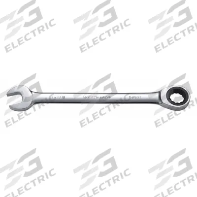 WESTWARD Combination Wrench: Alloy Steel, Chrome, 1 1/8 in Head Size, 15 3/4 in Overall Lg - SAE 12-Point Ratcheting Combination Wrenches