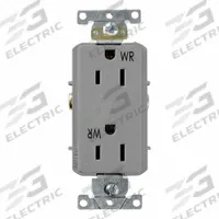 LEVITON Decora Plus Duplex Receptacle Outlet: Duplex, 5-15, Gray, 125V AC, 15 A, 2 Pole / 3 Wire (MPN WDR15-GY)
