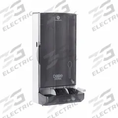 DIXIE Spoon Dispenser: Series O, Lever, Countertop/Stand/Wall, 17 5/8 in Ht, 6 1/4 in Dp, Black (MPN SSSD80). Key specifications — SFI Certified: No; Recyclable: No; USDA Certified Bio-based Products: No; Dispenser Type: Spoon Dispenser; Bio-Based: No; Compatible Utensils: Spoon; Mounting Type: Wall; Refill Indicator: No.