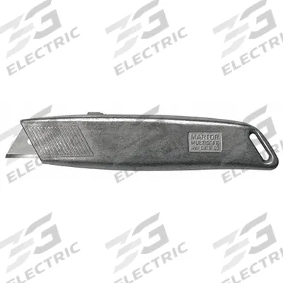 MARTOR Safety Knife: 5 1/2 in Overall Lg, Plain, Zinc, Unpainted - Retracting Utility Knives