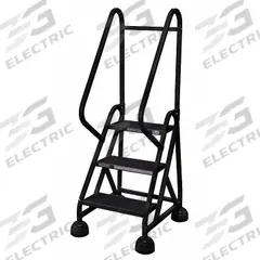 COTTERMAN Rolling Ladder: 2.3 ft Platform Ht, Partially Assembled, Steel, Wt-Actuated Auto-Lock (MPN ST-321 A2 C7 P5). Key specifications — Includes Handrails: Handrails Included; Material: Steel; Brand: COTTERMAN; Color: Black.