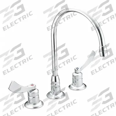 MOEN Gooseneck Bar Faucet: M-Dura, Brass, Widespread, Deck, 3 Mounting Holes - Widespread Kitchen Faucets