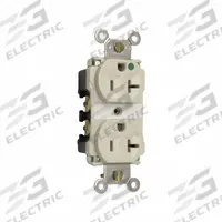 PASS & SEYMOUR Receptacle: Hospital Grade, Duplex, 5-20R, Light Almond, GFCI, 125V AC, 20 A (MPN 8300LAMRI). Key specifications — attr1367147: PASS & SEYMOUR.