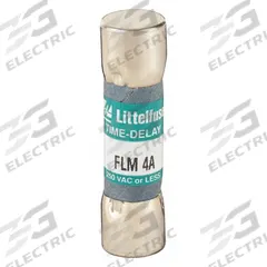 LITTELFUSE Fuse: FLM Series, Midget, Time-Delay, 4 A, 250 V AC, 13/32 in x 1 1/2 in, Non-Indicating (MPN FLM004). Key specifications — Series: FLM; Brand: LITTELFUSE.