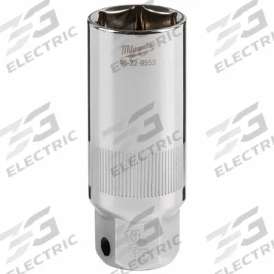 MILWAUKEE Spark Plug Socket: 3/8 in Drive Size, 13/16 in Socket Size, 6-Point, Deep - SAE Spark Plug Sockets
