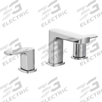 RIZON Straight Spout Bathroom Faucet: Rizon, Brass, Chrome Finish, 1.2 gpm Flow Rate - Widespread Handle Bathroom Faucets
