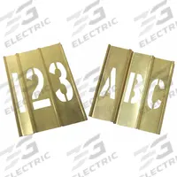 APPROVED VENDOR Stencil Set: 0 to 9/Ampersand (&)/A to Z/Comma (,)/Dash (-)/Period (.), Brass (MPN 20Y520). Key specifications — Includes: (2) Large Spacers, Small Spacers, Ampersands (&), Dashes (-), Periods (.); Characters Included: 0 to 9; Brand: APPROVED VENDOR; Included Characters: Dash (-).