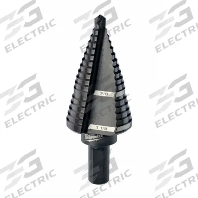 MILWAUKEE Step Drill Bit: 7/8" to 1-1/8", Black Oxide HSS - High-Speed Steel Step Drill Bits