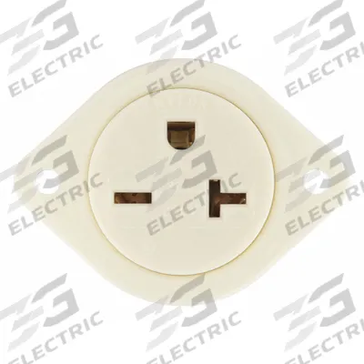 BRYANT Flanged Receptacle: Single, 6-20, White, 250V AC, 20 A, 2 Pole / 3 Wire (MPN 5479) - General Purpose Receptacles