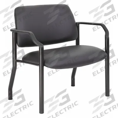 BOSS Frame Chair: Black, Black, 0 Casters/Glides, Arms, 32 in Overall Wd - Antimicrobial Waiting Room Chairs