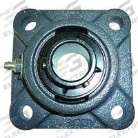 NTN 4 Bolt Flange Bearing: Radial Ball, 1 in Bore, Cast Iron, Set Screws, 3 25/32 in Lg, Square (MPN UCFU-1M). Key specifications — Bore Type: Cylindrical; Brand: NTN; Lubricant Material: NLGI #3 Equivalent; Mounting Bolt Size: 7/16 in; System of Measurement: Inch.