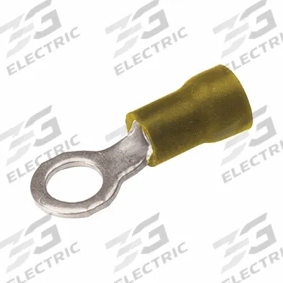 BURNDY Vinyl Ring Terminal For 12 - 10 AWG: Yellow, Vinyl Insulation, #8 Stud Size - Insulated Ring Terminals