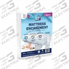CLEANREST Mattress/Box Spring Protector: Queen, 80 in Overall Lg, 60 in Overall Wd, White, 18 in (MPN 845168015493). Key specifications — Brand: CLEANREST; Cover Material: Polyester; Mattress Pad Material: Polyester Blend; Compatible Bed Height: 18 in.