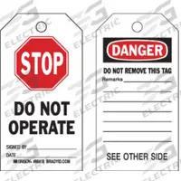 BRADY Danger Tag: None/ No Header, STOP DO NOT OPERATE SIGNED BY___DATE___, Paper, Write-On Surface (MPN 86702)