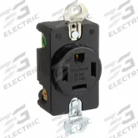 HUBBELL Receptacle: Single, 14-20, Black, 125/250V AC, 20 A, 3 Pole / 4 Wire (MPN HBL8410)