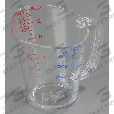 CARLISLE Measure Cup: Dry/Liquid, 16 fl oz Capacity, Polycarbonate, Clear - Plastic Measuring Cups