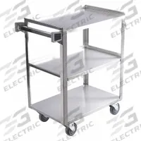 APPROVED VENDOR Utility Cart: 500 lb, 28 in L x 18 in W Shelf, 3 Shelves, Silver, Ergonomic (MPN 60EF14). Key specifications — Caster/Wheel Configuration: (4) Swivel; Brand: APPROVED VENDOR; Caster Wheel/Tread Material: Polyurethane.