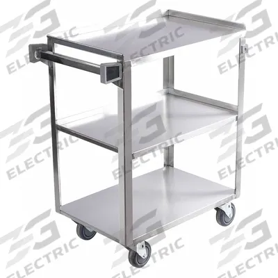 APPROVED VENDOR Utility Cart: 500 lb, 28 in L x 18 in W Shelf, 3 Shelves, Silver - Corrosion-Resistant Utility Carts