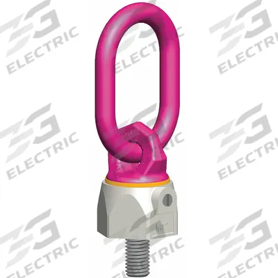 RUD CHAIN Hoist Ring: Pivot/Swivel, Steel w/Pink Powder-Coated Bail, 5/8"-11, Max. 2,860 lb - Rotate-Under-Load Hoist Rings