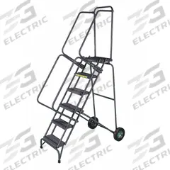 BALLYMORE Rolling Ladder: 10 ft Platform Ht, Unassembled, No Locking Mechanism, Steel, 16 in x 14 in (MPN FAWL-12-P). Key specifications — Brand: BALLYMORE; Color: Gray; Handrail Configuration: Double Handrails.