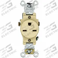LEVITON Receptacle: Single, 6-15, Ivory, 250V AC, 15 A, 2 Pole / 3 Wire (MPN 5651-I)