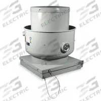 Centrifugal Upblast Roof Exhaust Fan: Belt Drive, Includes Drive Pack, 14 3/4 in Wheel, 3,125 cfm (MPN 7YR66). Key specifications — Brand: DAYTON; Base Shape: Square; Assembly: Unassembled; Motor Enclosure: Open Dripproof; Nameplate Voltage: 208-230/460V AC; Mounting Location: Roof; For High-Static Pressure Applications: No; High-Efficiency Motor: No.