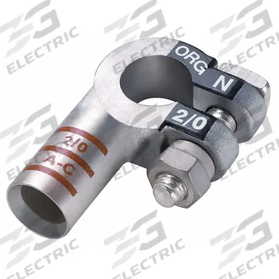ECO-MAX Battery Terminal: Right Elbow, Crimp, 1/0 ga, Black Color, Positive - Right Elbow Alignment