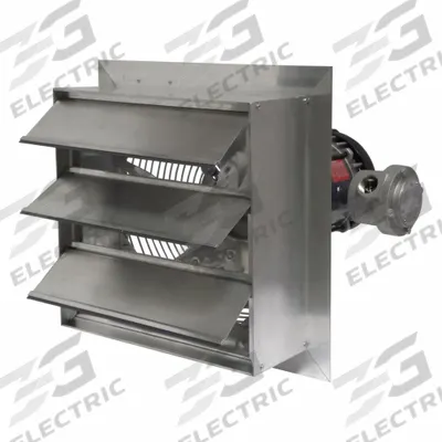 CANARM Exhaust Fan: 12 in Blade, 1 Speed, 1/3 hp, Totally Enclosed Air Over, 1,670 cfm - Hazardous Location Shutter-Mount Exhaust Fans