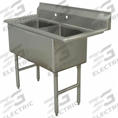 ADVANCE TABCO Scullery Sink: 2 Bowls, 43 in Overall Ht, 53 in Overall Lg - Two-Bowl Freestanding Kitchen & Bar Sinks without Faucets