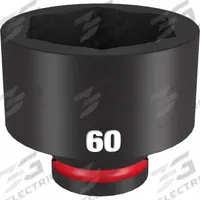 MILWAUKEE Standard Impact Socket: 3/4 in Drive Size, Metric, 60 mm Socket Size, 6-Point, Std (MPN 49-66-6392). Key specifications — attr1215501: MILWAUKEE; attr1215515: Black Phosphate; attr1215518: 60 mm.