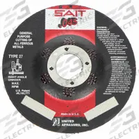 SAIT Depressed Center Cut-Off Wheel: Type 27, 5" x 0.045" x 7/8", Aluminum Oxide, 60 Grit, A60S (MPN 22071). Key specifications — Series: A60S; Brand: UNITED ABRASIVES-SAIT.
