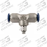 AIGNEP USA Push-Fit Tee Fitting: 5/32 in OD x 5/32 in OD x 5/16 in Pipe Size, Brass, Silver (MPN 88215-53-32). Key specifications — Brand: AIGNEP USA; Thread Size A: #10-32.