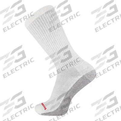 WOLVERINE Socks: Crew, 10 1/2 in, Men's, White, Cotton/Nylon/Polyester/Spandex, L - Heavy-Duty Work Socks
