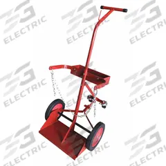 DAYTON Cylinder Hand Truck: 500 lb, Side by Side, 2 Cylinder, 17 in W x 7 in D Nose Plate (MPN 6W055). Key specifications — Brand: DAYTON; Color: Red; Securing Mechanism: Chain.